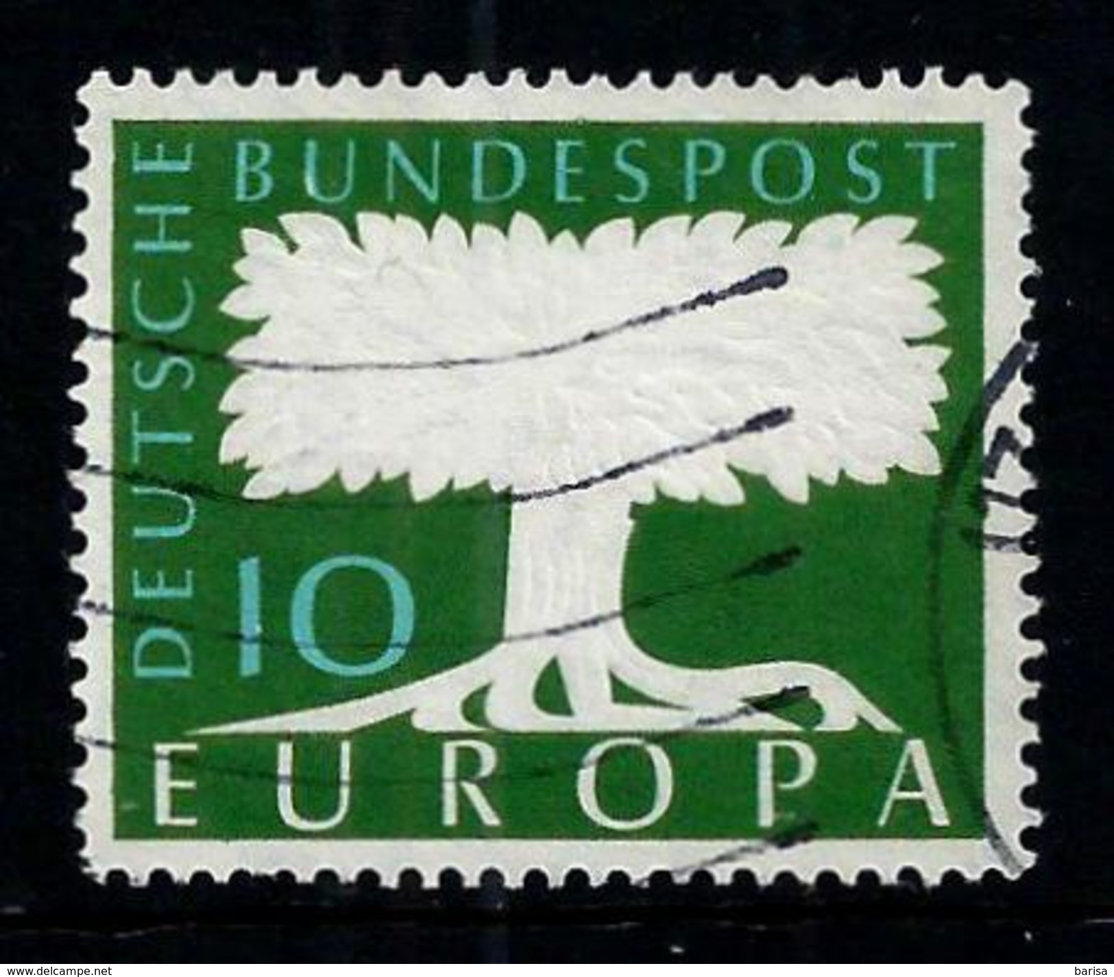 Germany 1958: Stylized Tree With Watermark (Wz 5), MiNo. 294 (o) Used - 1957