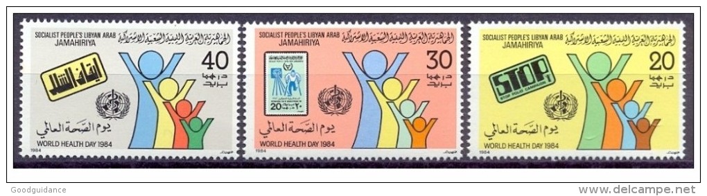 1984-Libya-World Health Day-WHO-OMS- Complete Set 3v MNH** - Libyen