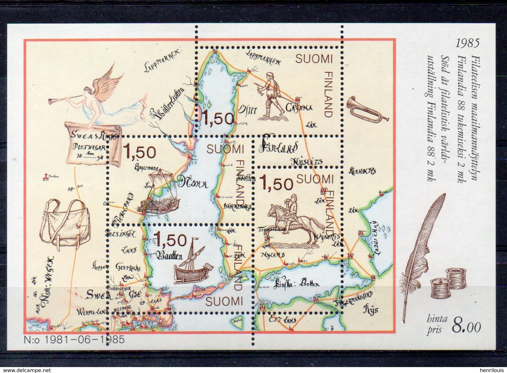 FINLANDE  Série De Timbres Neufs ** De 1985  ( Ref 4502 ) Cartographie - Hojas Bloque