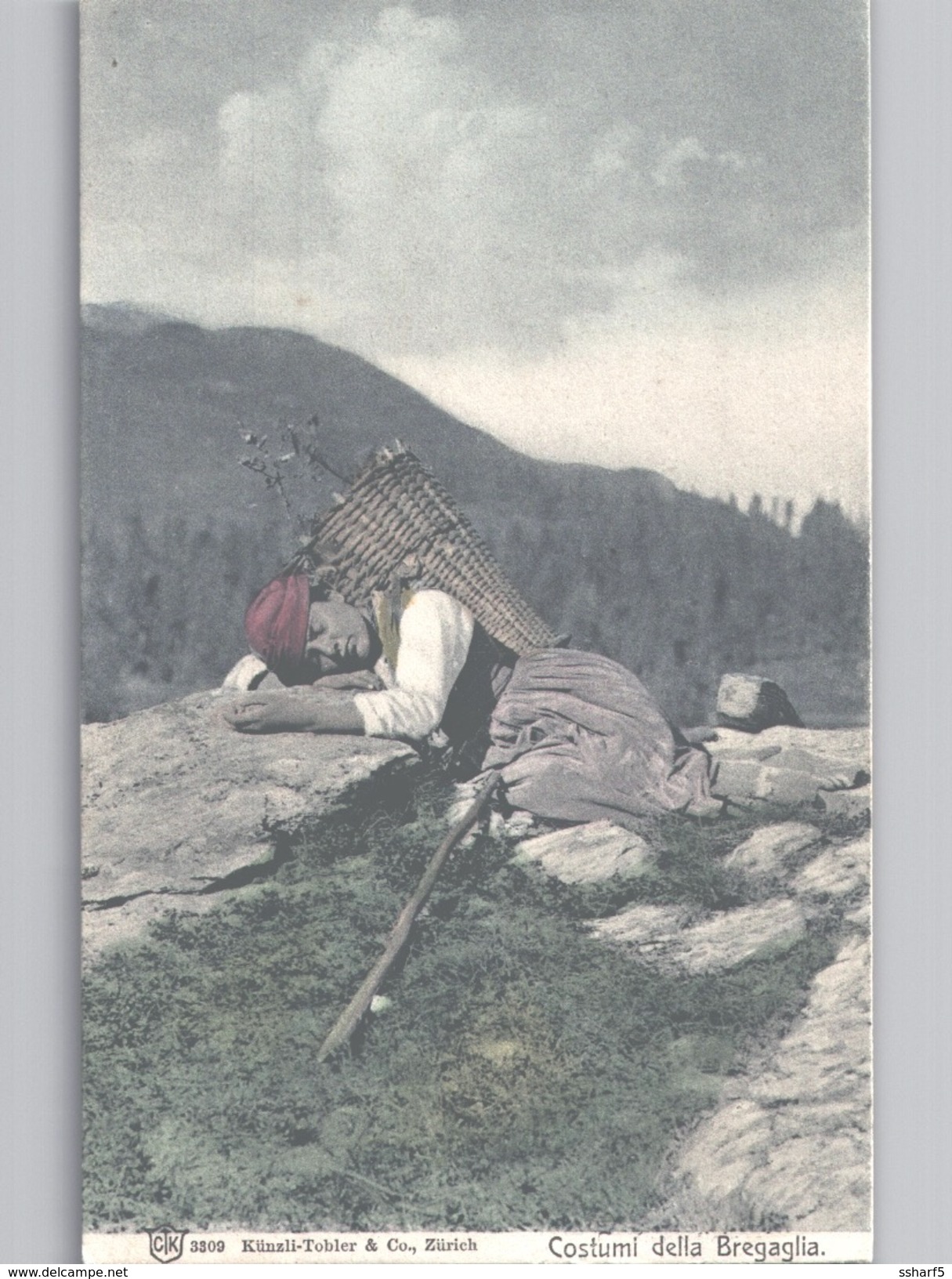 VAL BREGAGLIA COSTUMI Della Bregaglia Colori Farbkarte DONNA Si Sta Riposando Woman At Rest C. 1906 - Bregaglia