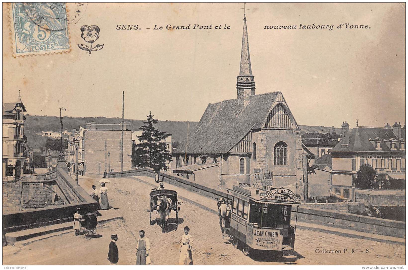 Sens      89         Le Grand Pont. Tramway Hippomobile.  Gare Sens-Lyon      (voir Scan) - Sens