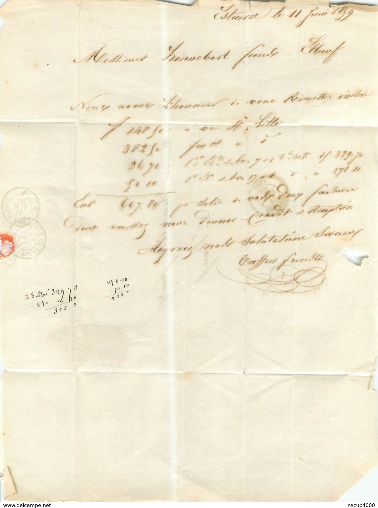 LETTRE Napoléon  III  20c Bleu  De Estaires à Elbeuf 1859  2scans - 1849-1876: Période Classique