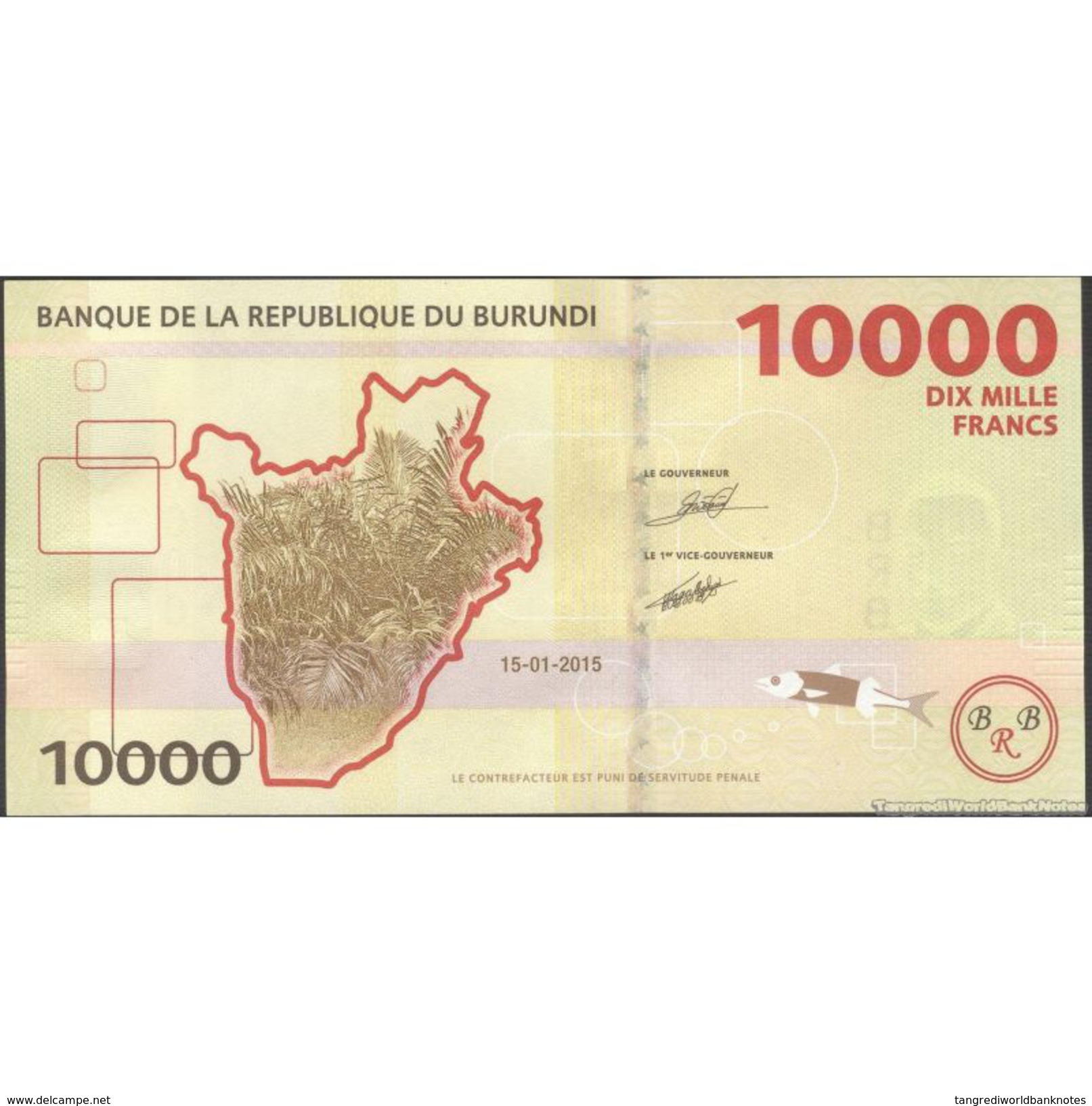 TWN - BURUNDI 54 - 10000 10.000 Francs 15.1.2015 Prefix EB UNC - Burundi