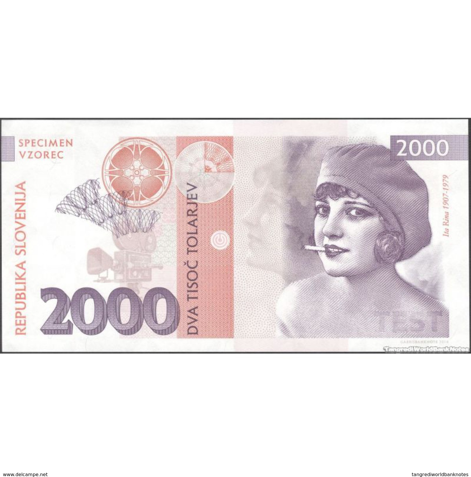 TWN - SLOVENIA - 2000 2.000 Tolarjev 2016 UNC Private Issue Specimen Essay Low Serial 000XXX - Altri & Non Classificati