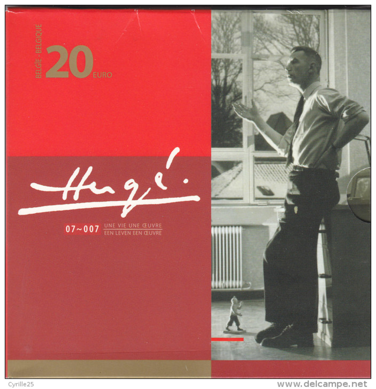 20 EURO Argent HERGE TINTIN 1907-2007 QP  PROOF-BELLE EPREUVE - Colecciones