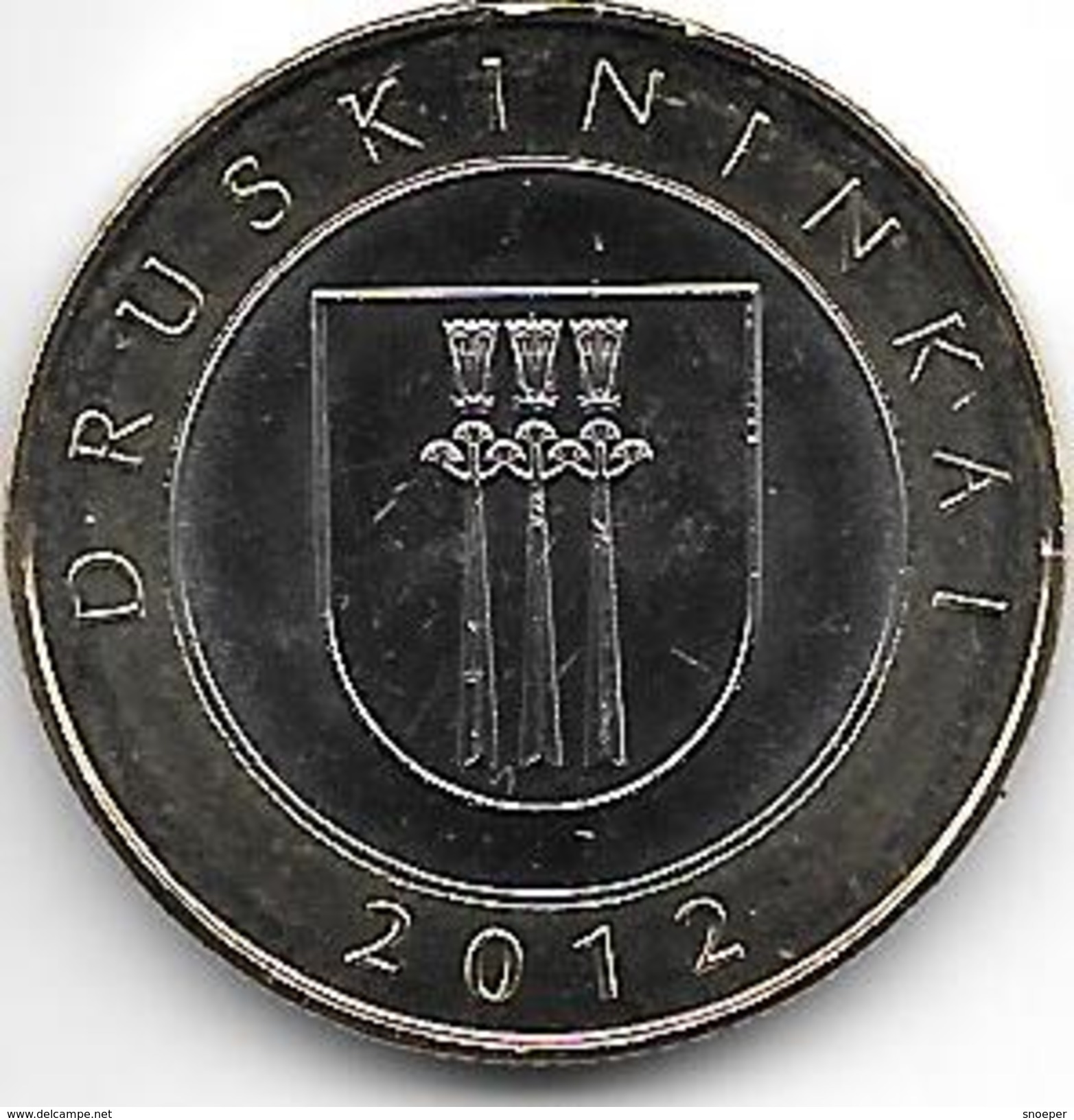 *lithuania  2 Litai 2012  Druskininkai Km 184.1  Unc - Lituanie