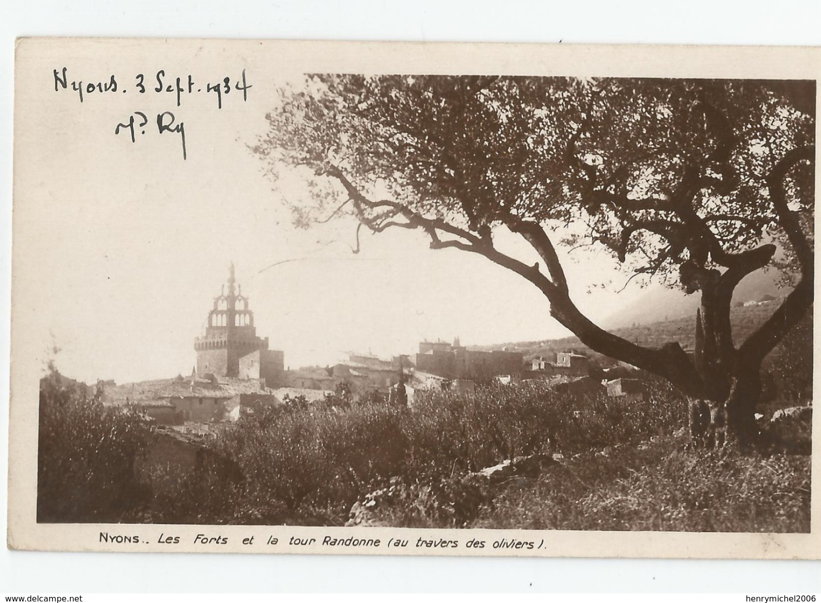 26 - Drome - Nyons Les Forts Et La Tour Randonne ( Au Travers Des Oliviers ) 1934 - Nyons