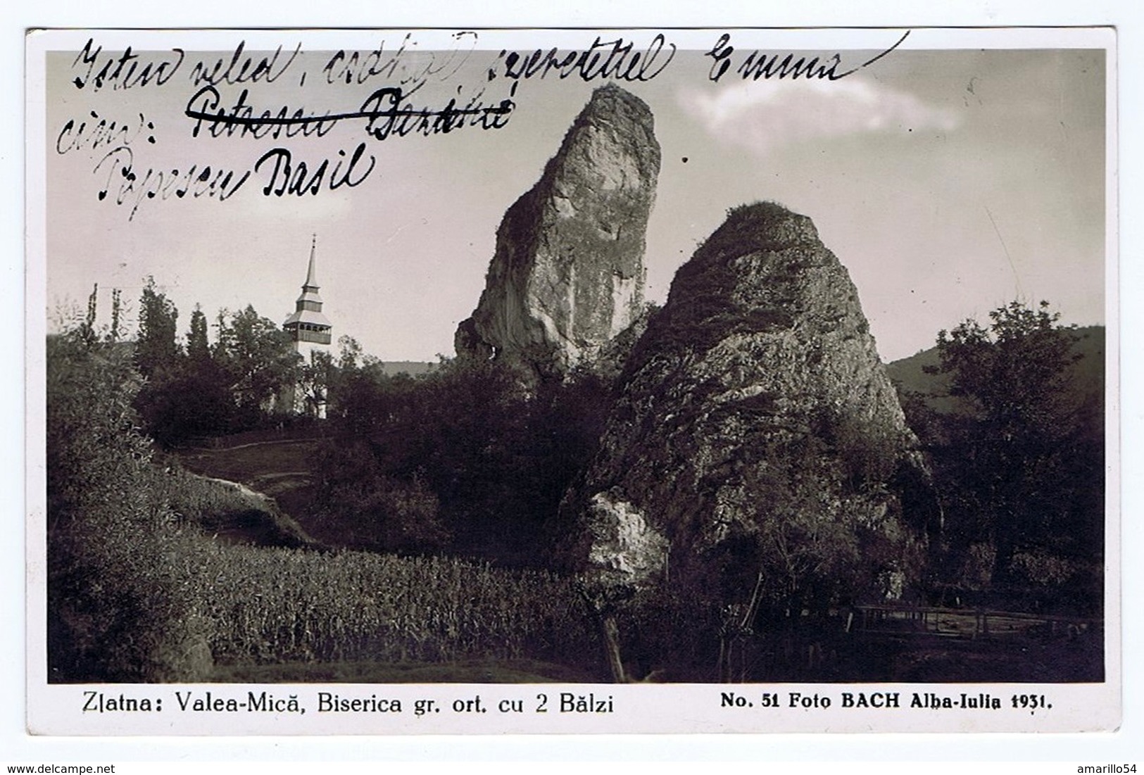 TOP Very RARE Foto PC AK România 1935 ZLATNA - Biserica Greco Ortodox&#x103; Cu 2 B&#x103;lzi Used With 2 Stamps - Romania