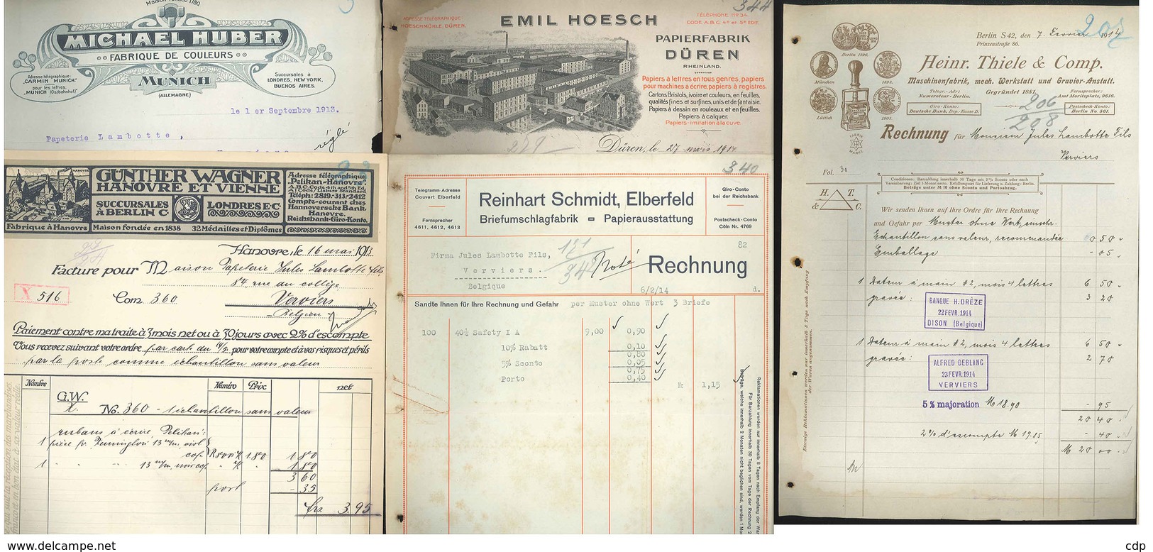 Lot 5 Factures Allemagne  Imprimerie 1914 - 1900 – 1949
