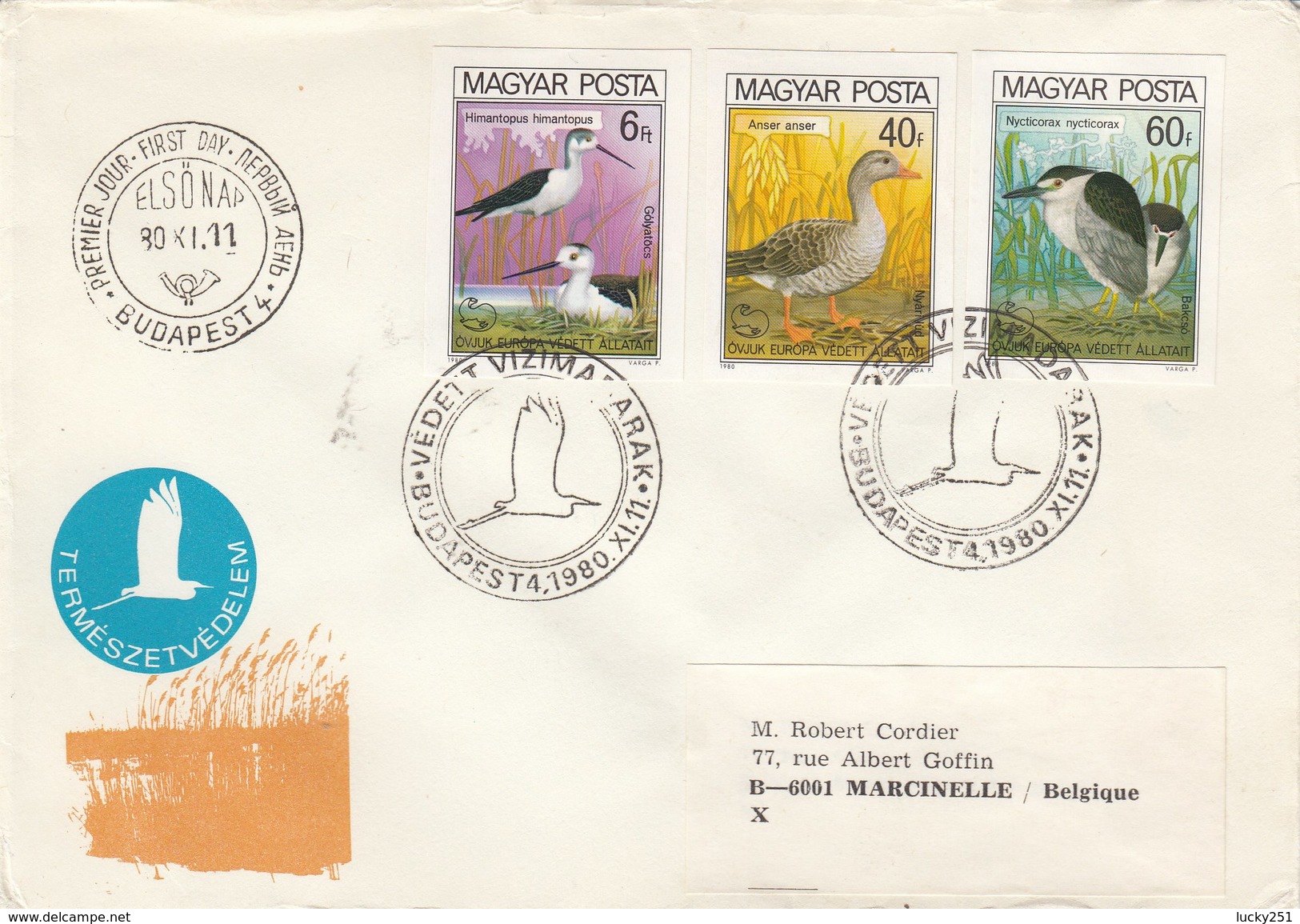 Hongrie - Lettre/Oiseaux Divers, Année 1980, Y.T. 2736/2741 Non Dentelé Deux Enveloppes - Storia Postale