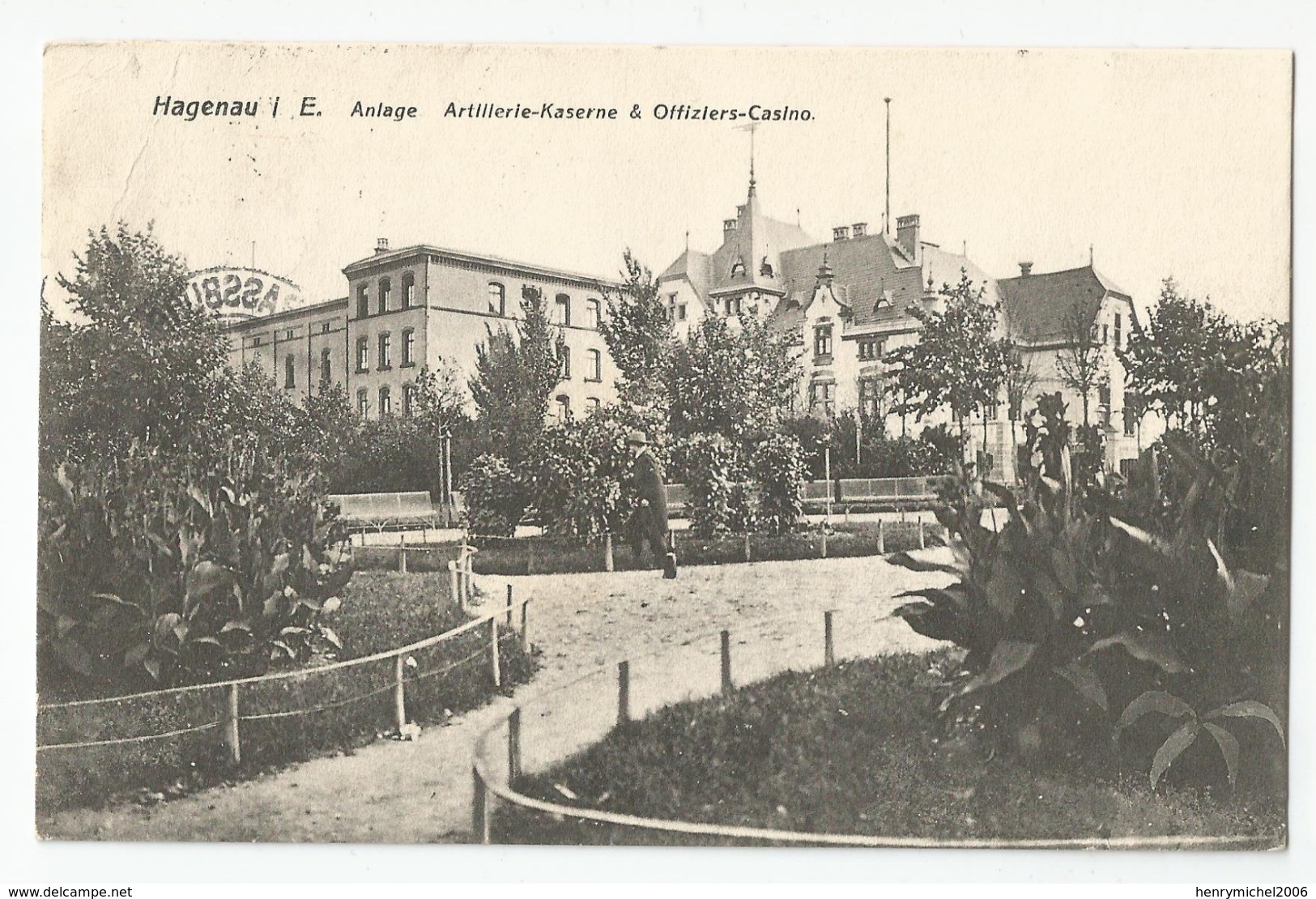 67 - Bas Rhin - Hagenau Anlage Artillerie Kaserne Offizlers Casino Cachet Stasssburg 1908 - Haguenau