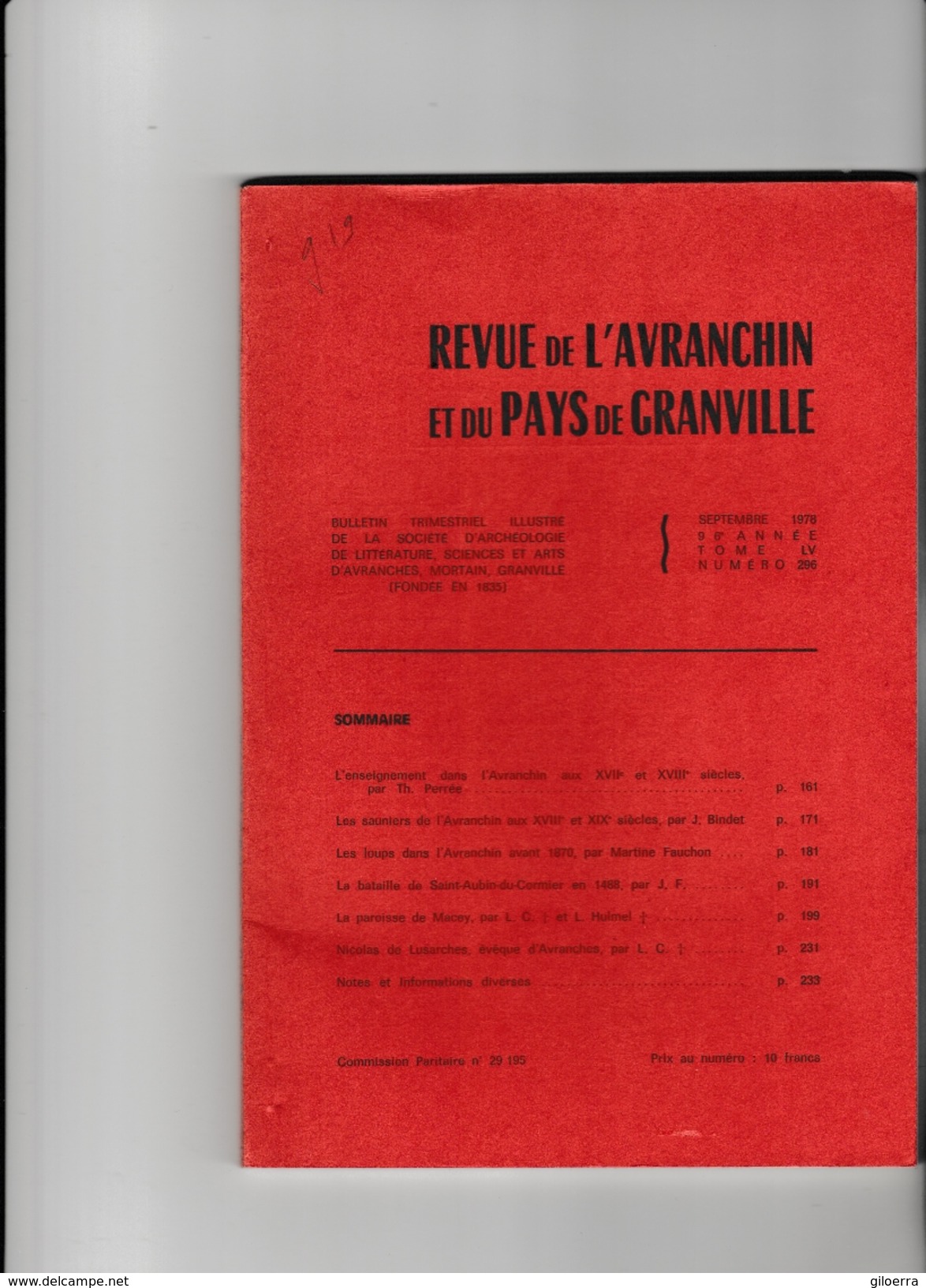 REVUE DE L'AVRANCHIN ET DU PAYS DE GRANVILLE (Avranches) N°296 - Autres & Non Classés