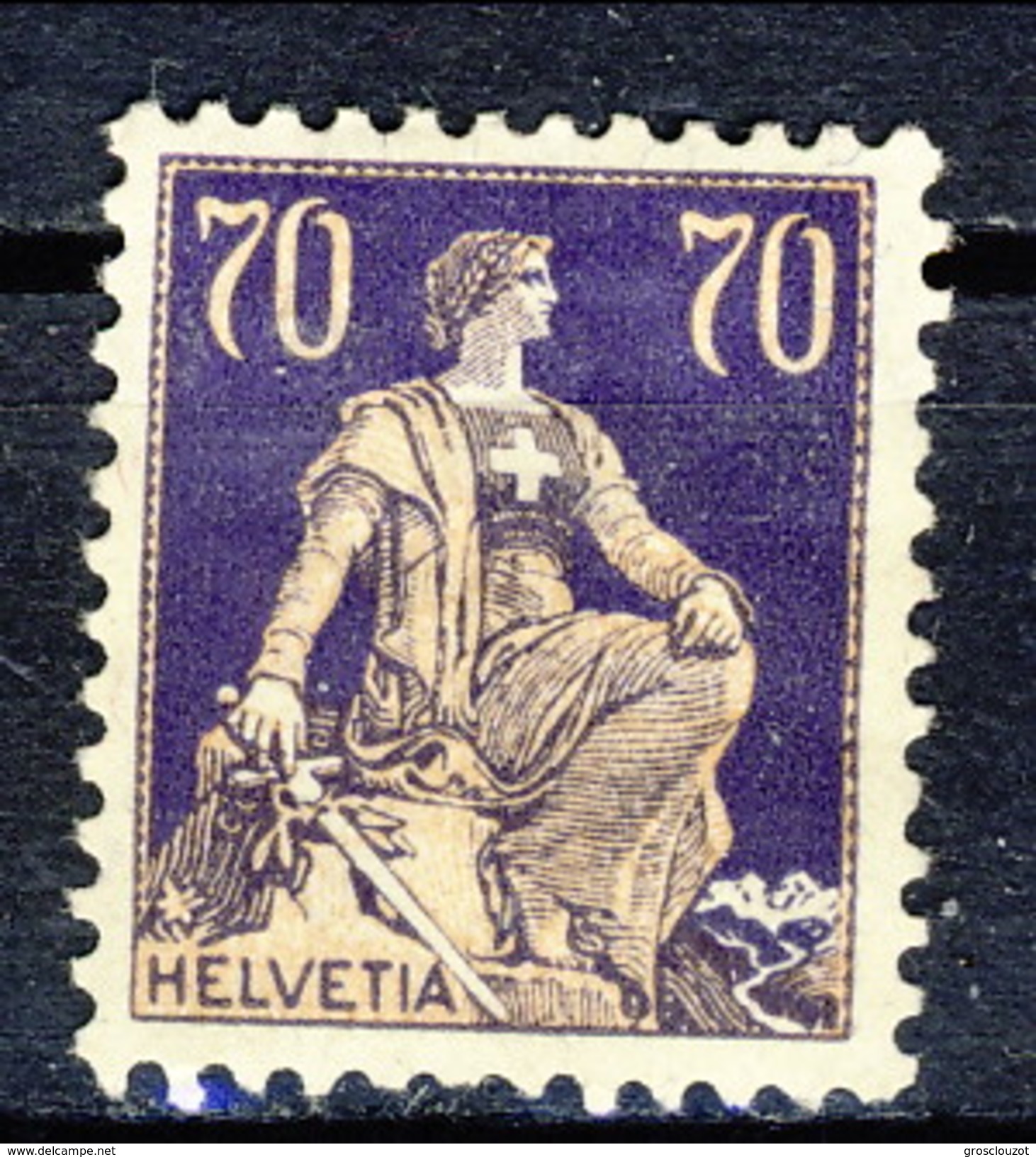 SSvizzera 1924 - 25 N. 207A (carta Goffrata)  C. 70 Violetto E Bistro MNH Cat. &euro; 95 - Nuovi