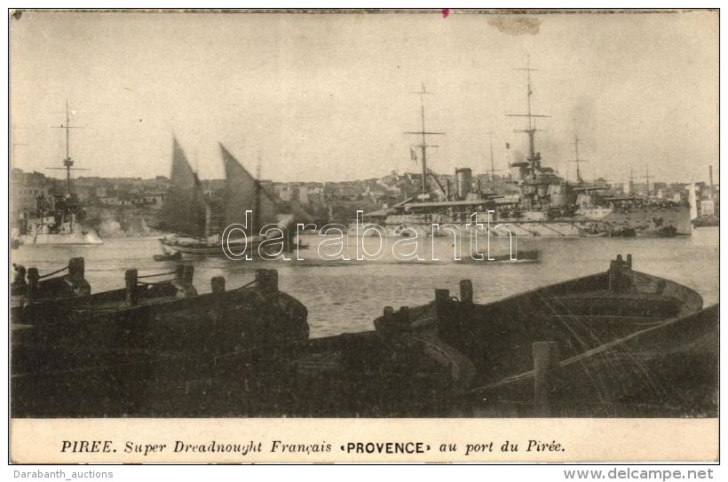 ** T1/T2 Piraeus, Piree; Super Dreadnought Francais 'Provence' Au Port Du Pir&eacute;e / French Dreadnought Ship - Unclassified