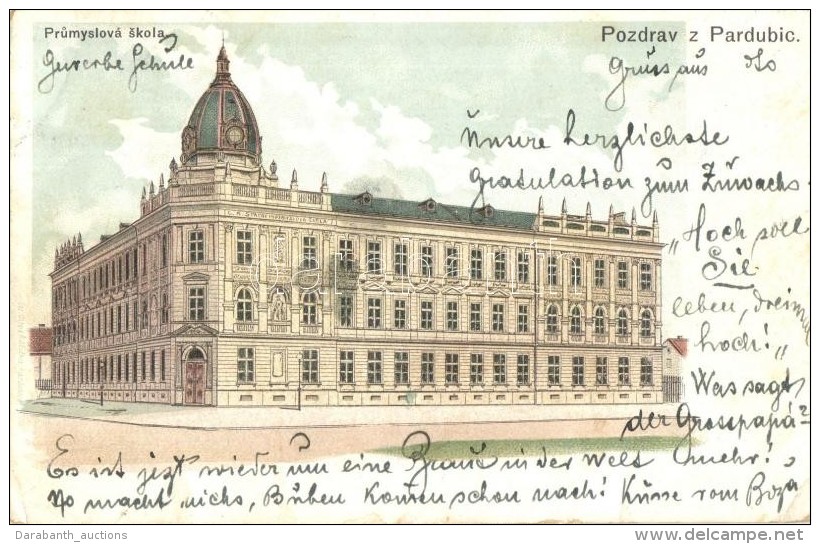 T2/T3 Pardubice, Prumyslova Skola / School, Litho (EK) - Unclassified