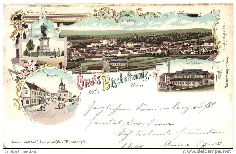 T3/T4 1898 Horsovsky Tin, Bischofteinitz; Kaiser Josef Denkmal, Dampfbrauhaus, Ringplatz / Town-view, Statue, Steam... - Unclassified