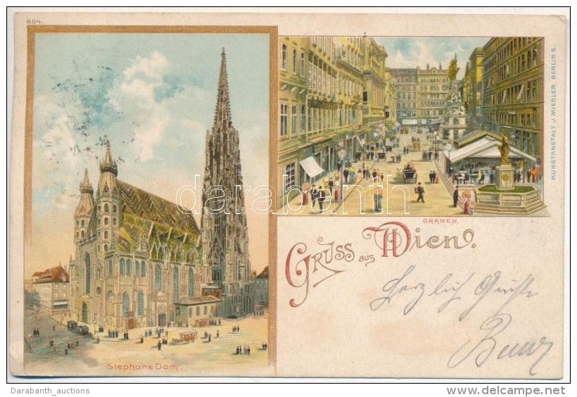 T2/T3 1899 Vienna, Wien; Stephans Dom, Graben / Cathedral, Street, J. Miesler Art Nouveau Litho (EK) - Unclassified