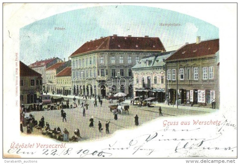 T2/T3 Versec, Vrsac; FÅ‘ T&eacute;r, L&ouml;venstein &uuml;zlete / Hauptplatz / Main Square, Shop - Unclassified