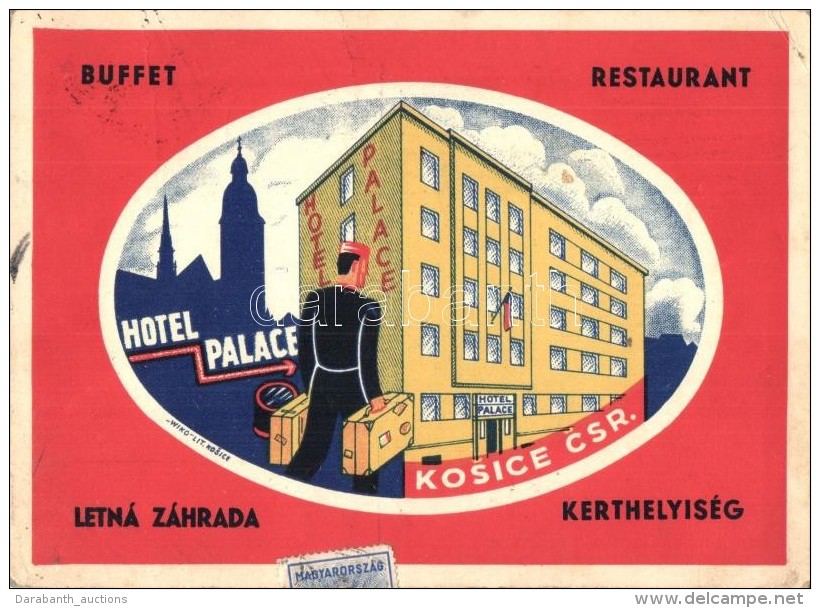 T2/T3 Kassa, Kosice; Hotel Palace Rekl&aacute;mlap / Hotel Advertisement Card, '1938 Kassa Visszat&eacute;rt' So.... - Unclassified