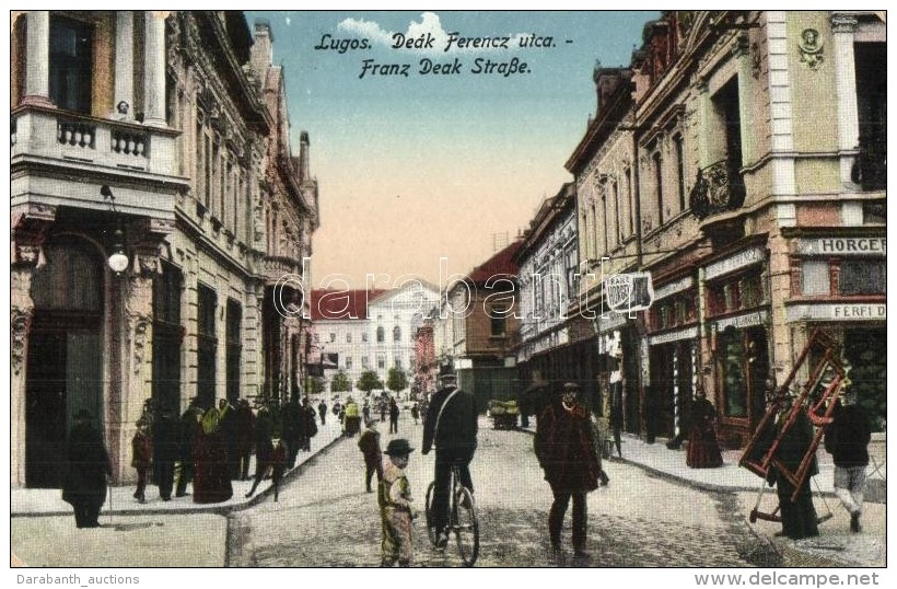 ** T2 Lugos, Lugoj; De&aacute;k Ferencz Utca, H&ouml;rger Ferenc &uuml;zlete / Street, Shops - Unclassified