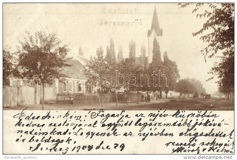 T2 1904 &Eacute;rszeg, Jerszeg, Ersig; FÅ‘ Utca, Templom / Main Street, Church, Photo - Non Classificati