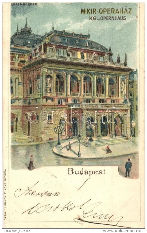 T4 1899 Budapest VI. Operah&aacute;z, Black &amp; Schmitt Litho S: Rosenberger (v&aacute;gott / Cut) - Unclassified