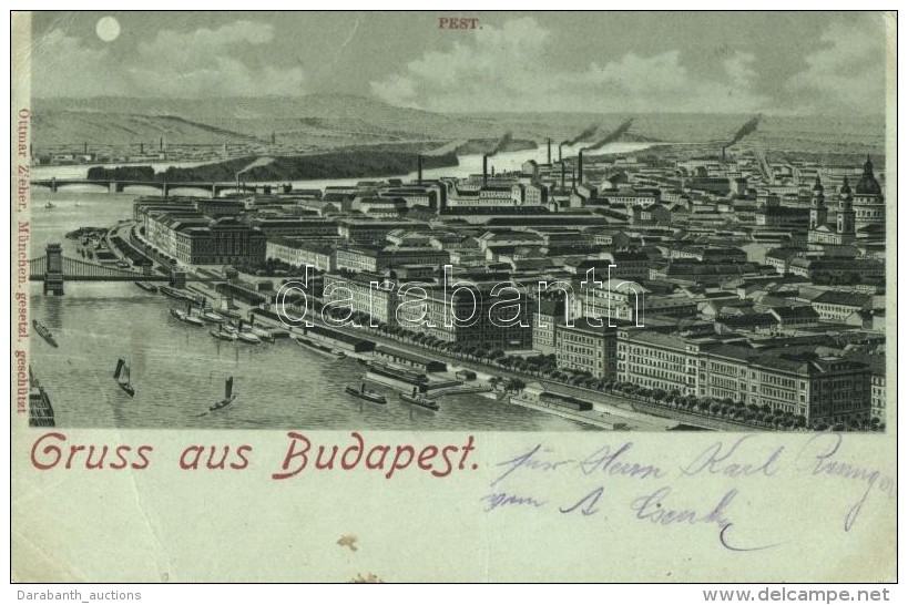 * T4 1898 Budapest V. Duna Part, Ottmar Zieher Litho (Rb) - Unclassified