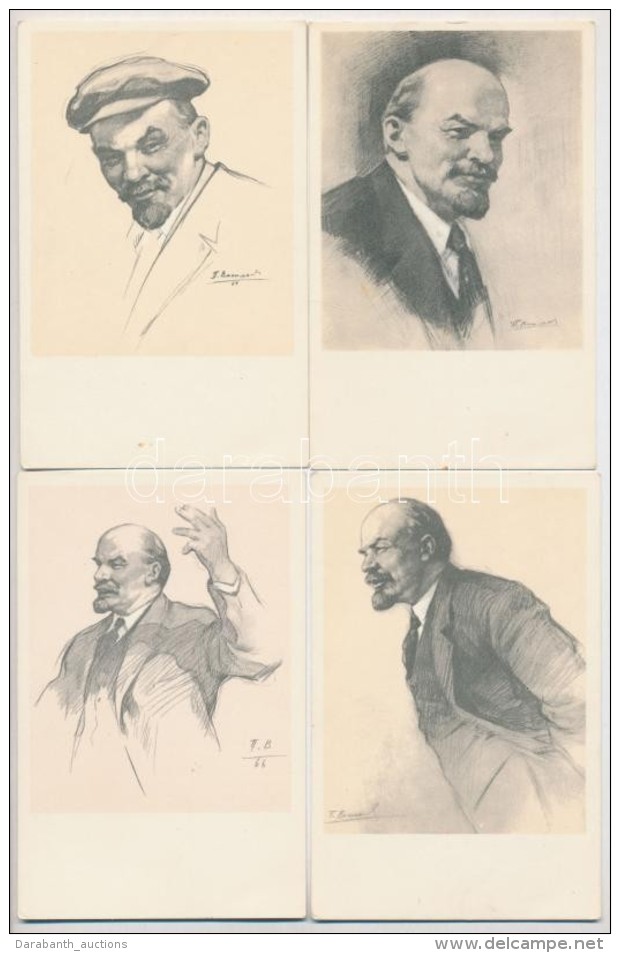 ** 5 Db MODERN Lenin MÅ±v&eacute;szlap, P. Vasilyev Szign&oacute;val / 5 Modern Lenin Art Postcards, Signed By... - Non Classificati