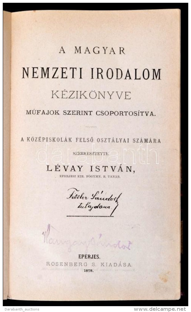 A Magyar Nemzeti Irodalom K&eacute;zik&ouml;nyve MÅ±fajok Szerint Csoportos&iacute;tva. A... - Unclassified