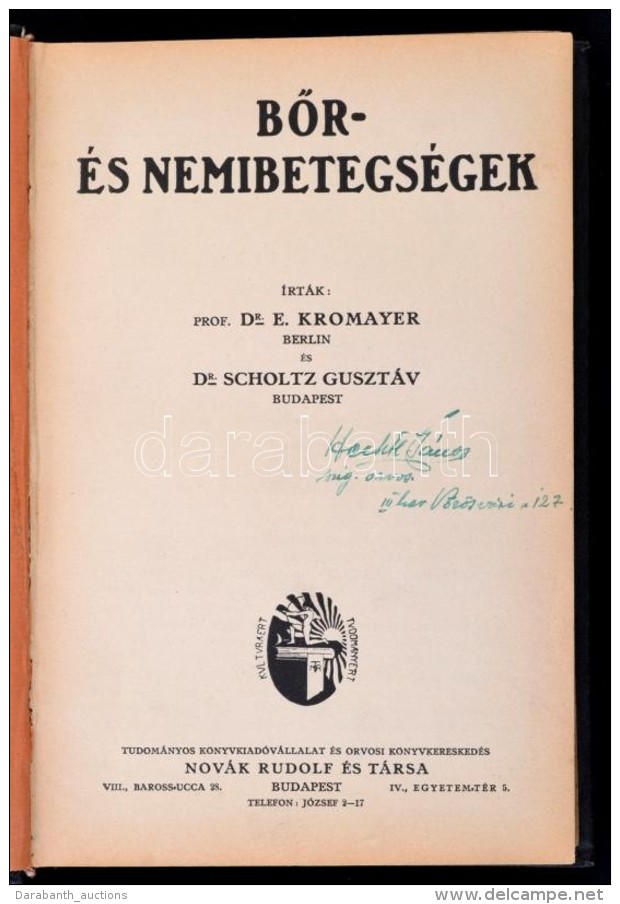 Dr. E. Kromayer, Dr. Scholtz Guszt&aacute;v: BÅ‘r- &eacute;s Nemibetegs&eacute;gek. Bp., &eacute;.n., Nov&aacute;k... - Non Classés