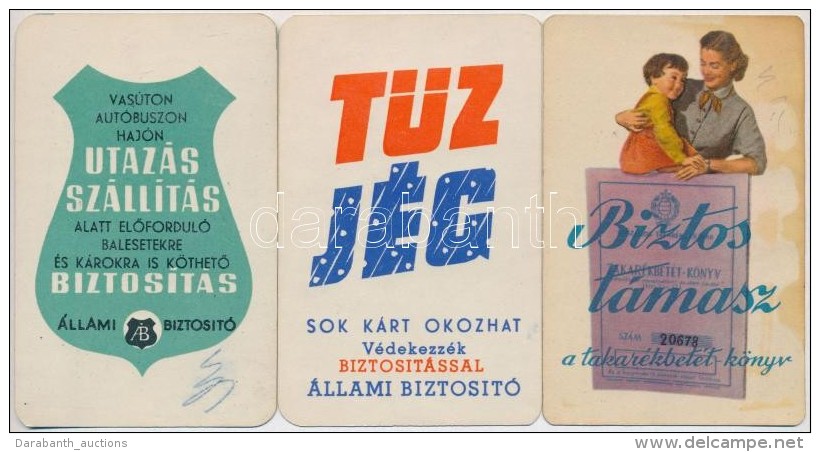 1958-59 3 Db Biztos&iacute;t&aacute;sokat Rekl&aacute;moz&oacute; K&aacute;rtyanapt&aacute;r - Advertising