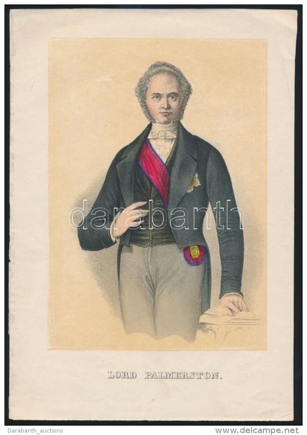 Cca 1870-1880 Lord Palmerston, Sz&iacute;nezett Litho, 25x17 Cm - Unclassified