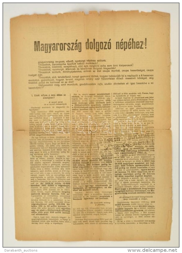 Cca 1909 A Magyarorsz&aacute;gi Szoci&aacute;ldemokrata P&aacute;rt Ki&aacute;ltv&aacute;nya Magyarorsz&aacute;g... - Unclassified