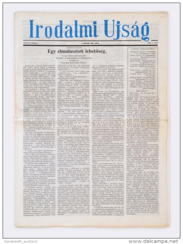 1986 Az Irodalmi Ujs&aacute;g. Szerk.: M&eacute;ray Tibor. Benne: Az Irodalmi &Uacute;js&aacute;g Mell&eacute;lete:... - Unclassified