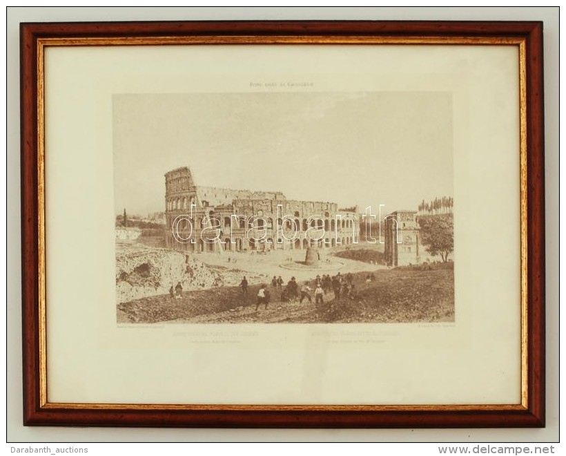 Roma Colosseum Metszet, Modern Repr&oacute;, &uuml;vegezett Keretben, 14&times;20 Cm - Unclassified