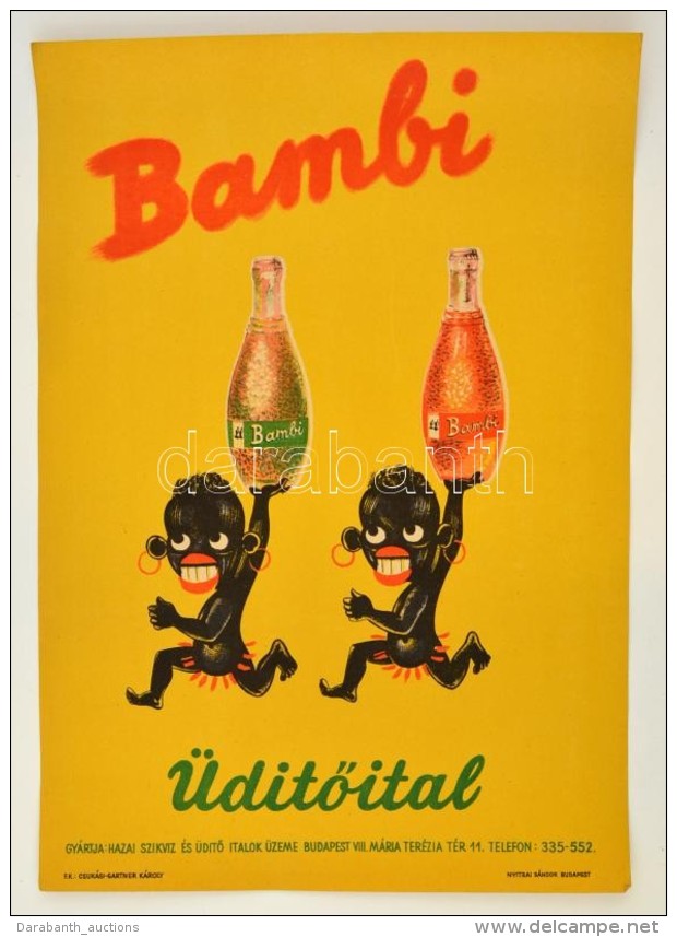 Cca 1950 Bambi &uuml;d&iacute;tÅ‘ital Rekl&aacute;mplak&aacute;t, F.K.: Csuk&aacute;si Gartner K&aacute;roly.... - Other & Unclassified