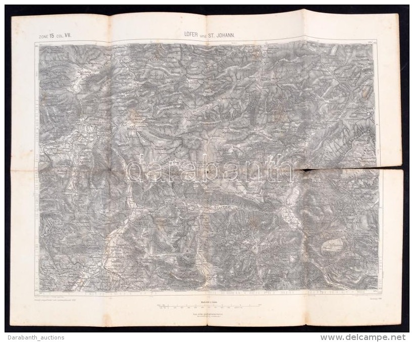 Cca 1890 Lofer &eacute;s St.-Johann, 1:75000, K.u.k. Milit&auml;r-geographisches Institut, 47,5&times;62 Cm - Altri & Non Classificati