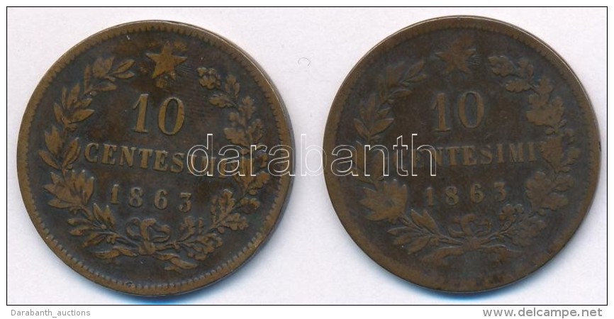 Olaszorsz&aacute;g 1863. 10c Cu 'II. Viktor Em&aacute;nuel' (2x) T:2- Ph.
Italy 1863. 10 Centesimi Cu 'Vittorio... - Unclassified