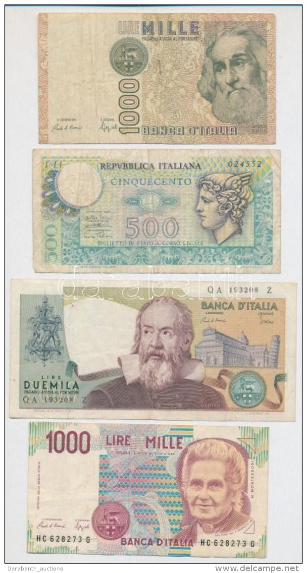 Olaszorsz&aacute;g 1918-1990. 7db Klf Bankjegy T:III
Italy 1918-1990. 7pcs Of Diff Banknotes C:F - Unclassified