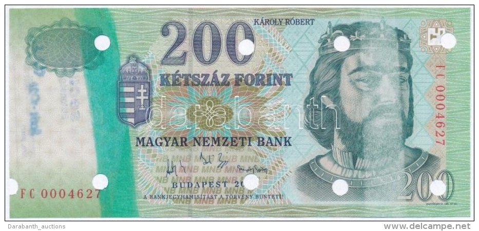 2004. 200Ft 'FC' Hib&aacute;snak Felt&uuml;ntetett Bankjegy, Lyukaszt&aacute;sokkal,... - Unclassified