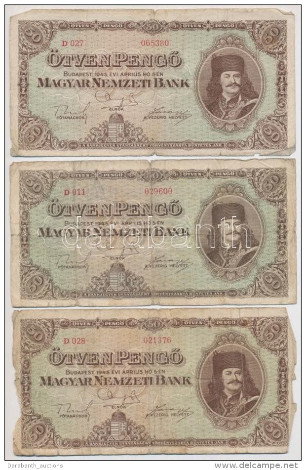 1945. 50P (3x) T:III,III- - Non Classificati