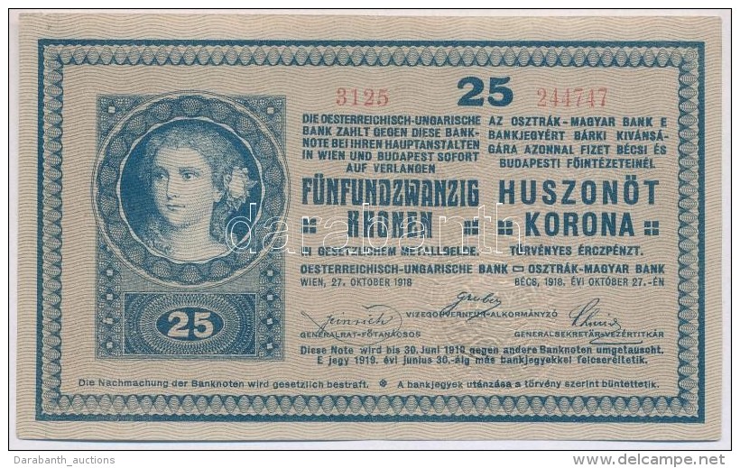 1918. 25K '3125' 3mm, Hull&aacute;mos H&aacute;tlappal, 'Szegedi Kereskedelmi &eacute;s Iparbank'... - Unclassified