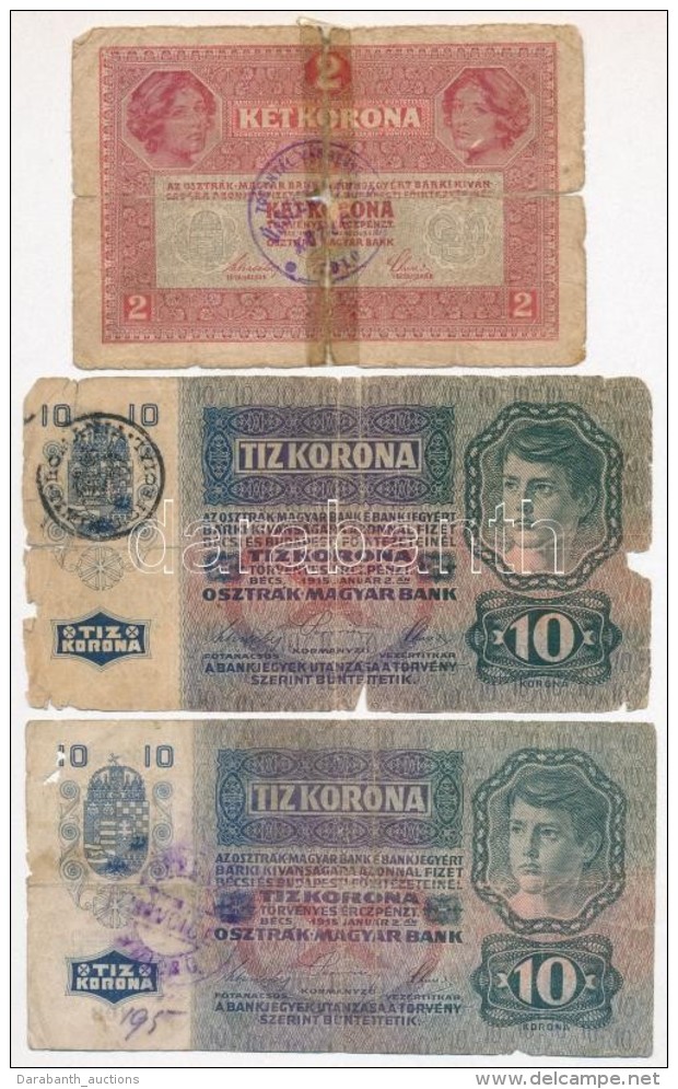 1912-1917. 2K-100K (7x) Fel&uuml;lb&eacute;lyegzett Korona Bankjegy T&eacute;tel, Mind Gyenge Tart&aacute;sban,... - Unclassified