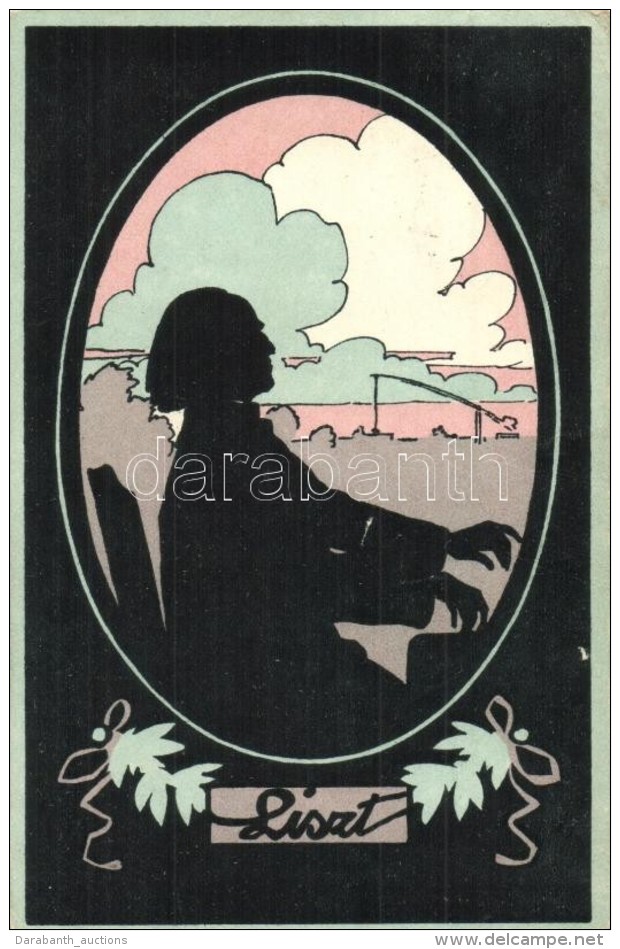 T2/T3 Liszt Ferenc / Franz Liszt, Silhouette Art Postcard B.K.W.I. 425-3. (EK) - Unclassified