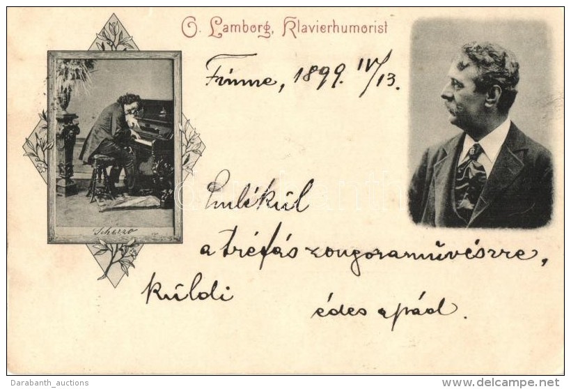 T3 1899 O. Lamborg, Klavierhumorist / Pianist, Art Nouveau (kis Szakad&aacute;s / Small Tear) - Unclassified