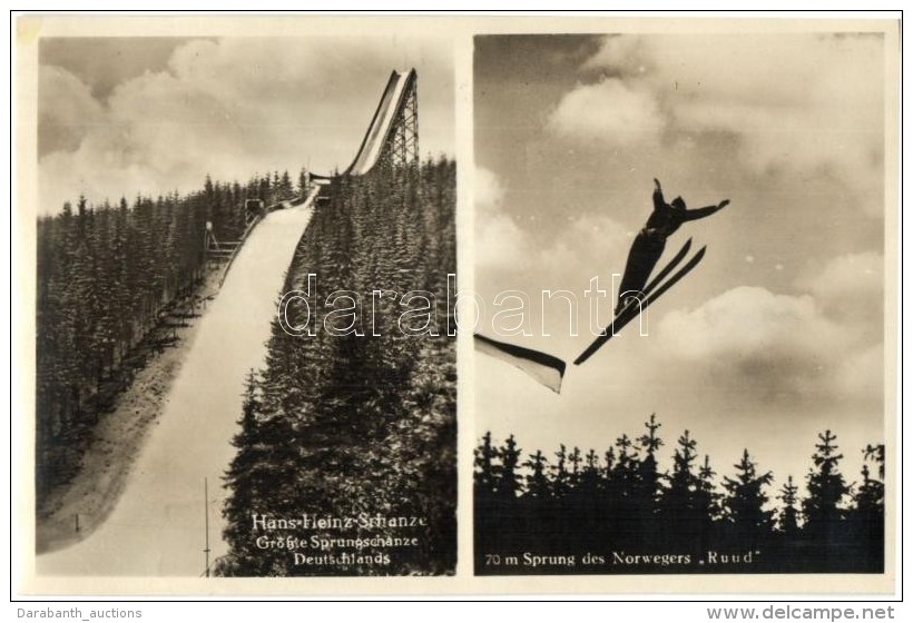 T3 3 Db R&Eacute;GI S&iacute;elÅ‘s Mot&iacute;vumlap / 3 Pre-1945 Motive Cards About Skiing - Unclassified