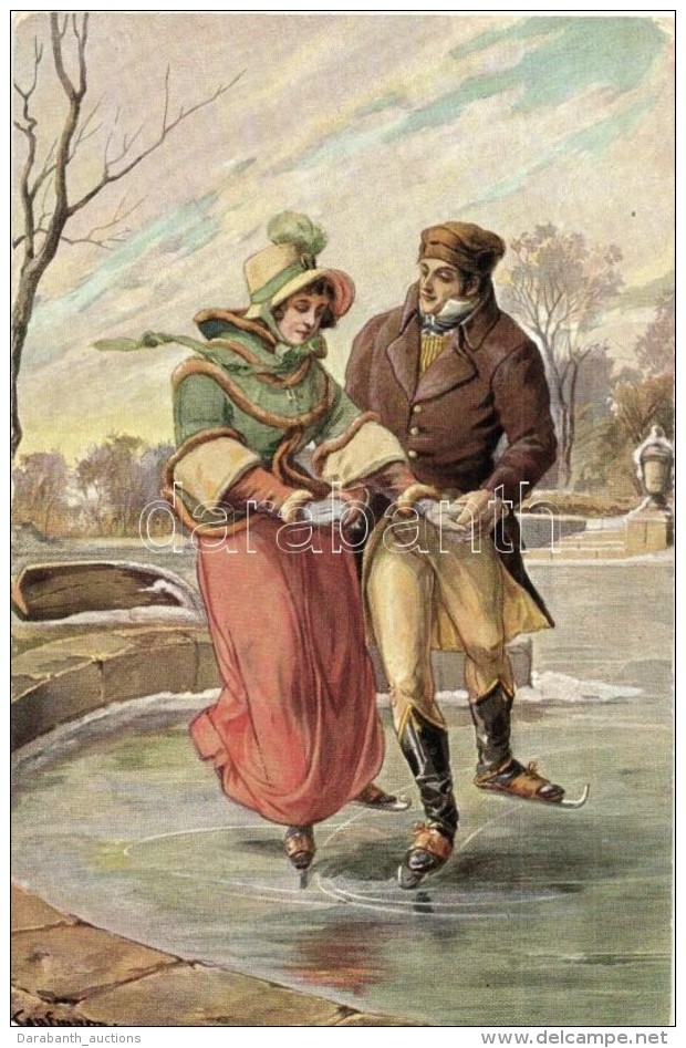 ** T1 Ice Skating Love Couple, Fr. A. Ackermann's Kunstverlag Serie 112. K&uuml;nstlerkarte No. 1425. S: Kaufmann - Non Classificati