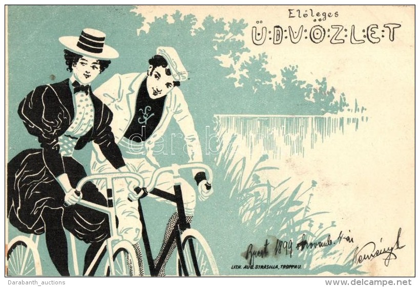 T3 1899 Couple On Bicycles. Aug. Strasilla, Troppau Litho (EB) - Unclassified
