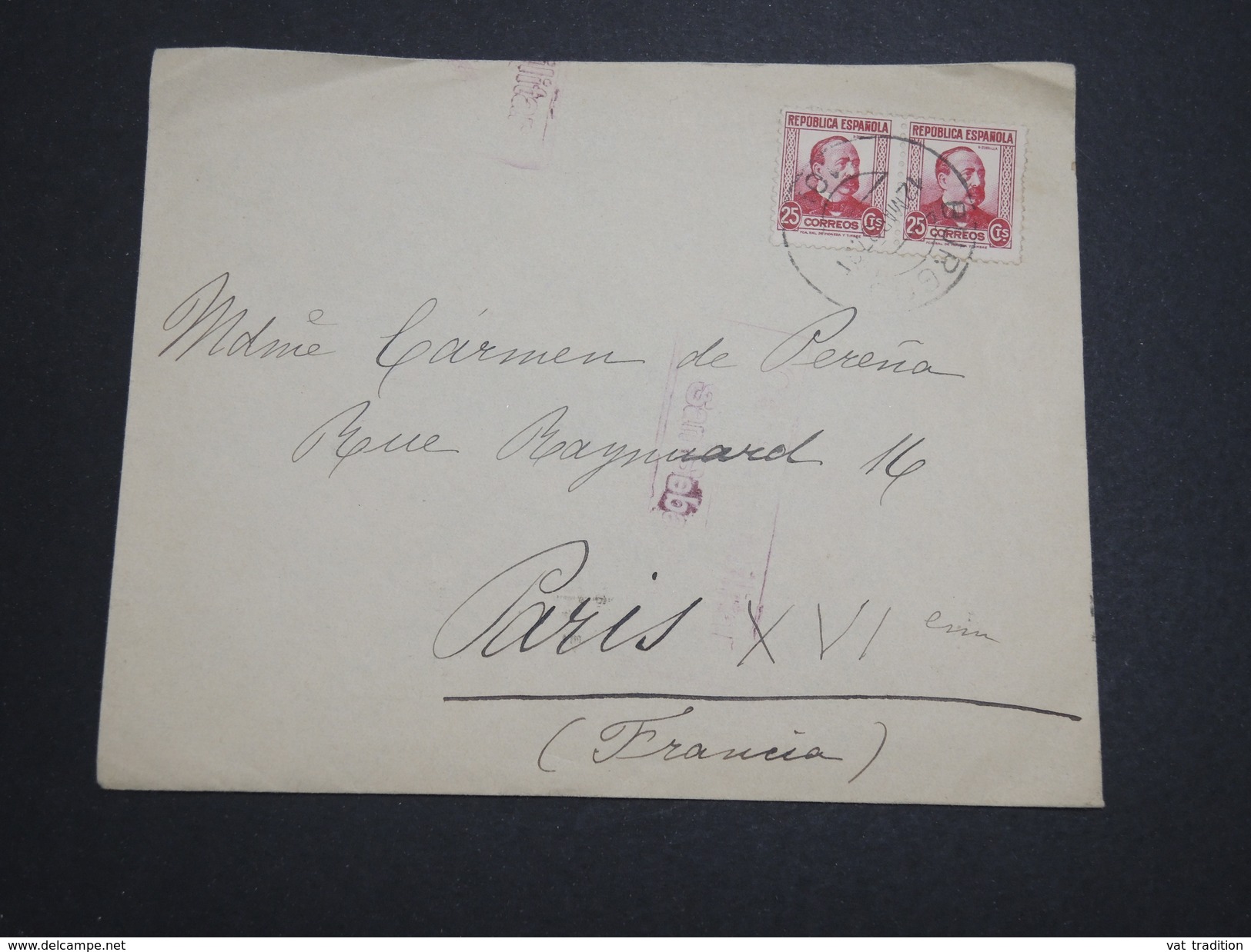 ESPAGNE - Enveloppe De Burgos Pour Paris En 1937 , Cachet De Censure - A Voir - L 6119 - Marcas De Censura Nacional