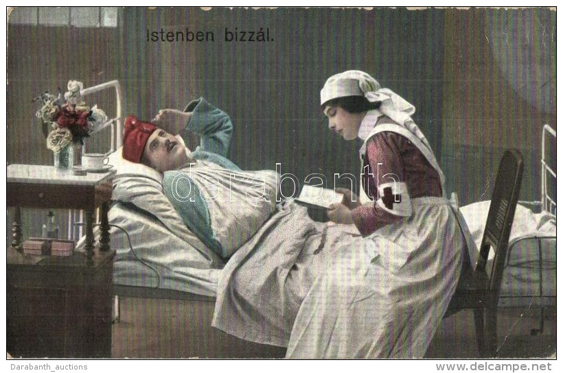 T2/T3 Istenben B&iacute;zz&aacute;l. / WWI K.u.K. Military, Injured Soldier With Red Cross Nurse  (EK) - Unclassified